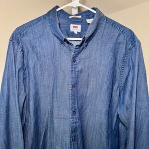 Men's Levi's Classic Indigo No Pocket‎ Button-Down Long Sleeve Shirt Size Large